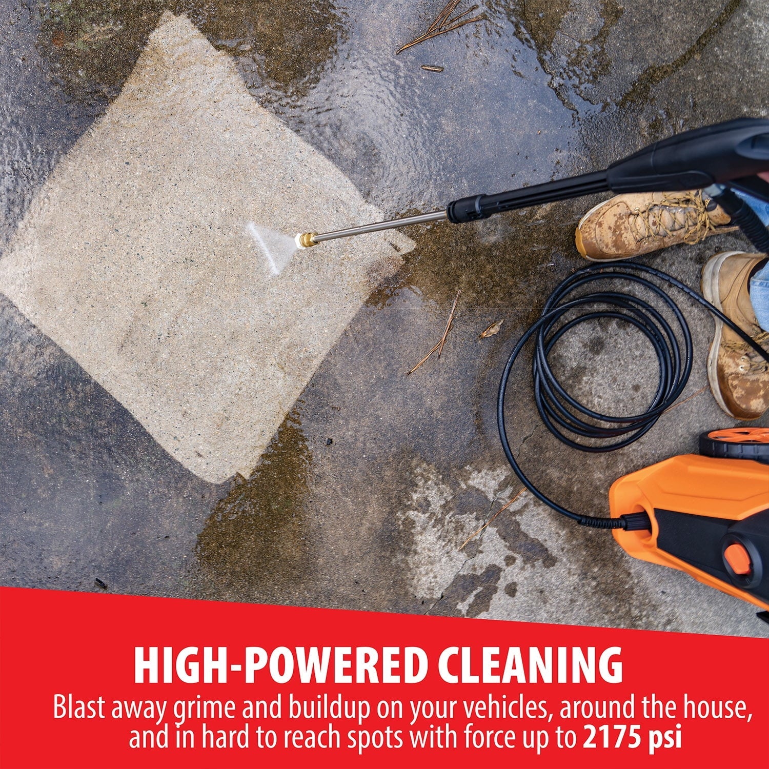 Deco Home 1800W Electric Pressure Washer Auto Stop Water Gun 4 Spray Nozzle Attachments Self Suction
