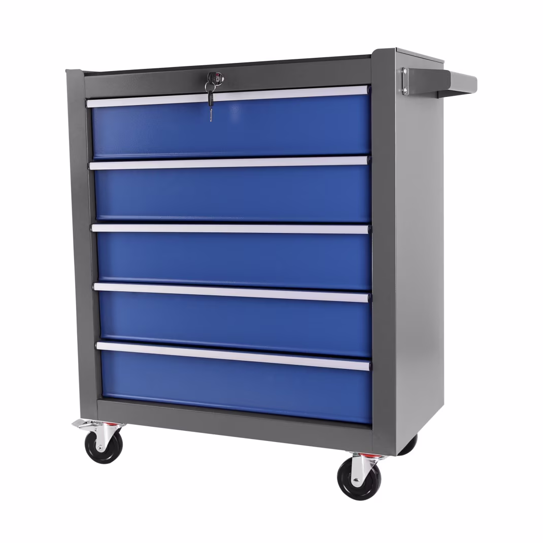 Rolling Tool Chest with 5-Drawer, Tool Box with Wheels, Multifunctional Tool Cart Mechanic Tool Storage Cabinet for Garage, Warehouse, Workshop, Repair Shop, Blue?