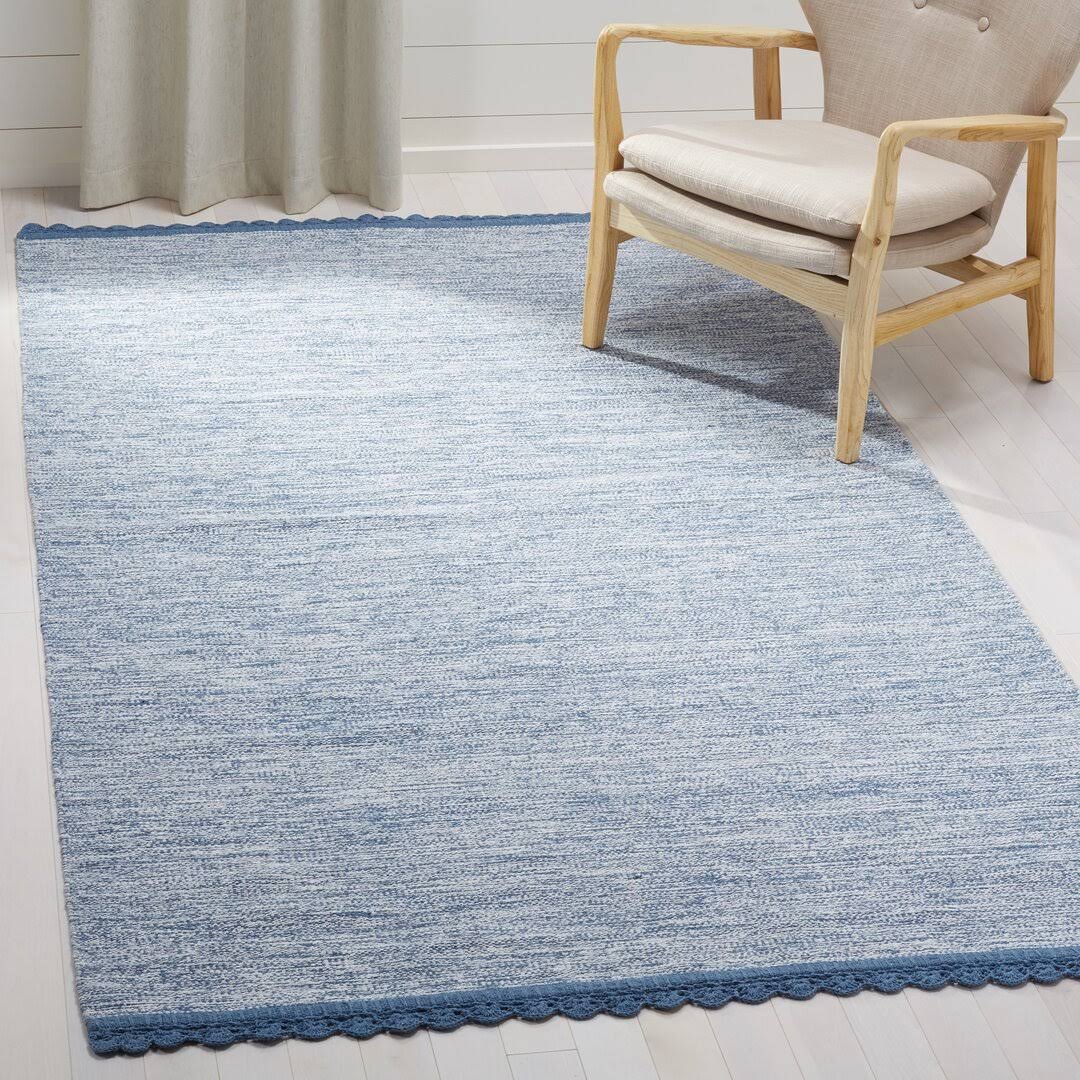 Gracie Oaks Mohnton Handwoven Cotton Blue/Gray Area Rug, Size: Rectangle 5' x 8'