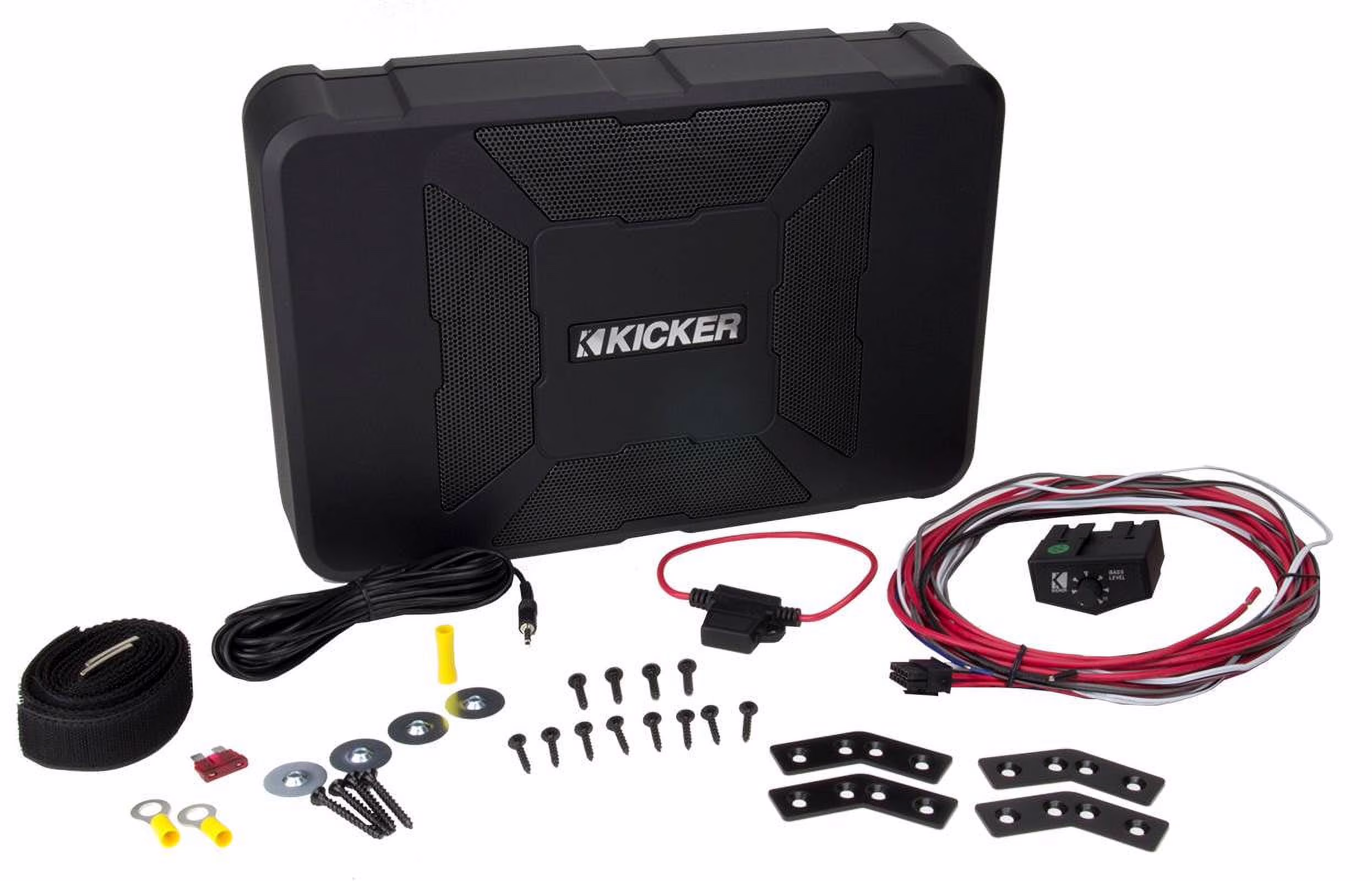 Wireless Compact Powered Car Subwoofer, Black, 8"