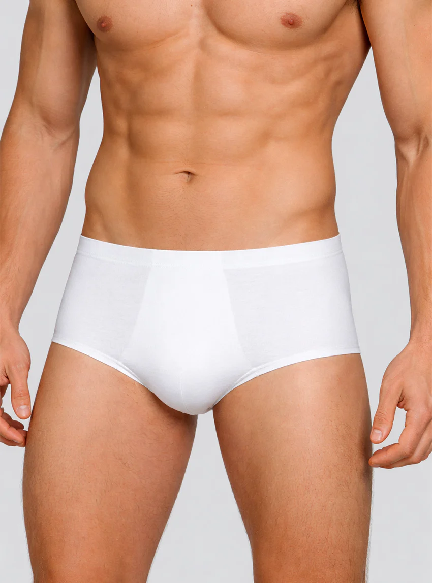 Slip homme uni en coton blanc