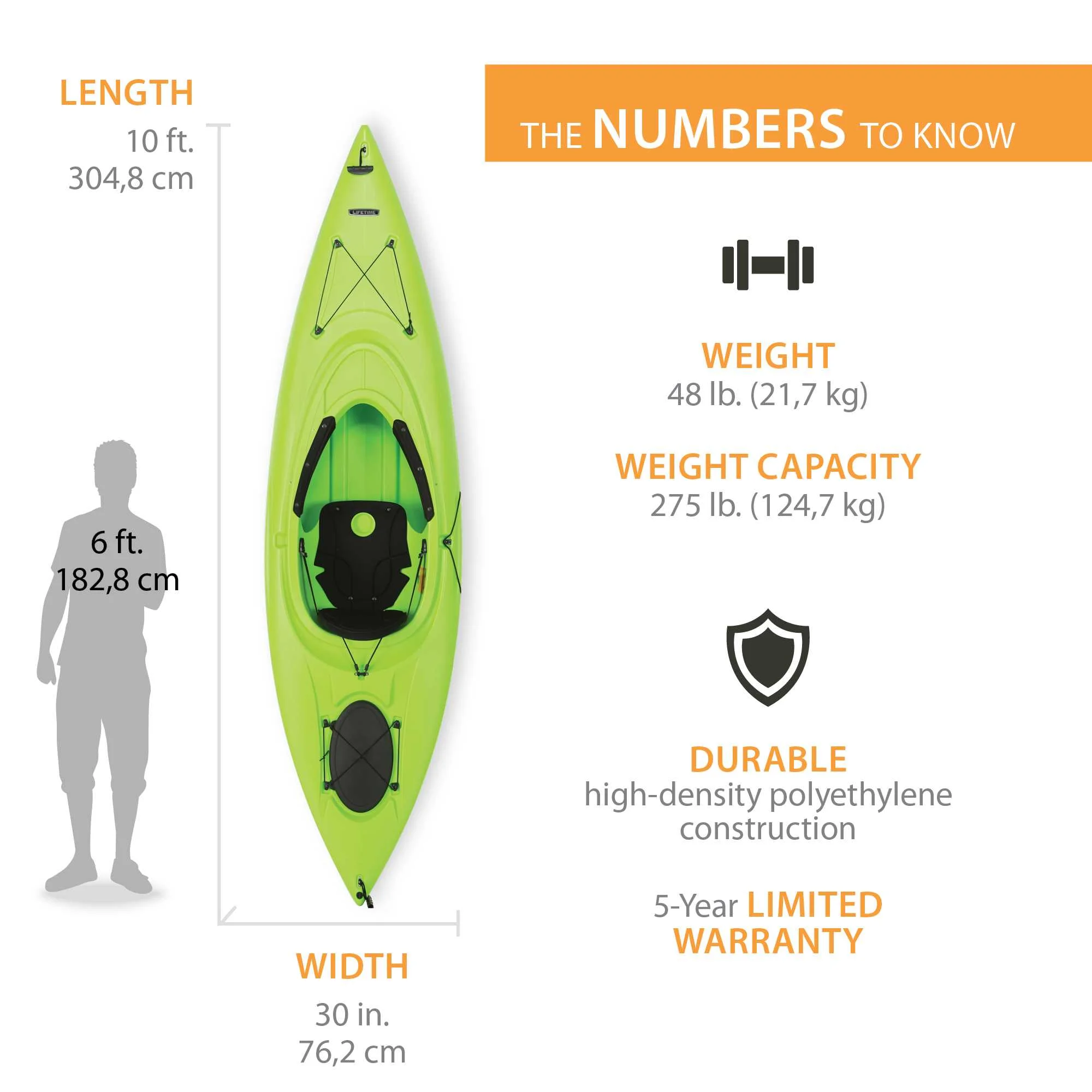 Lifetime Guster 10 Sit - Inside Kayak - Lime Green (90527)