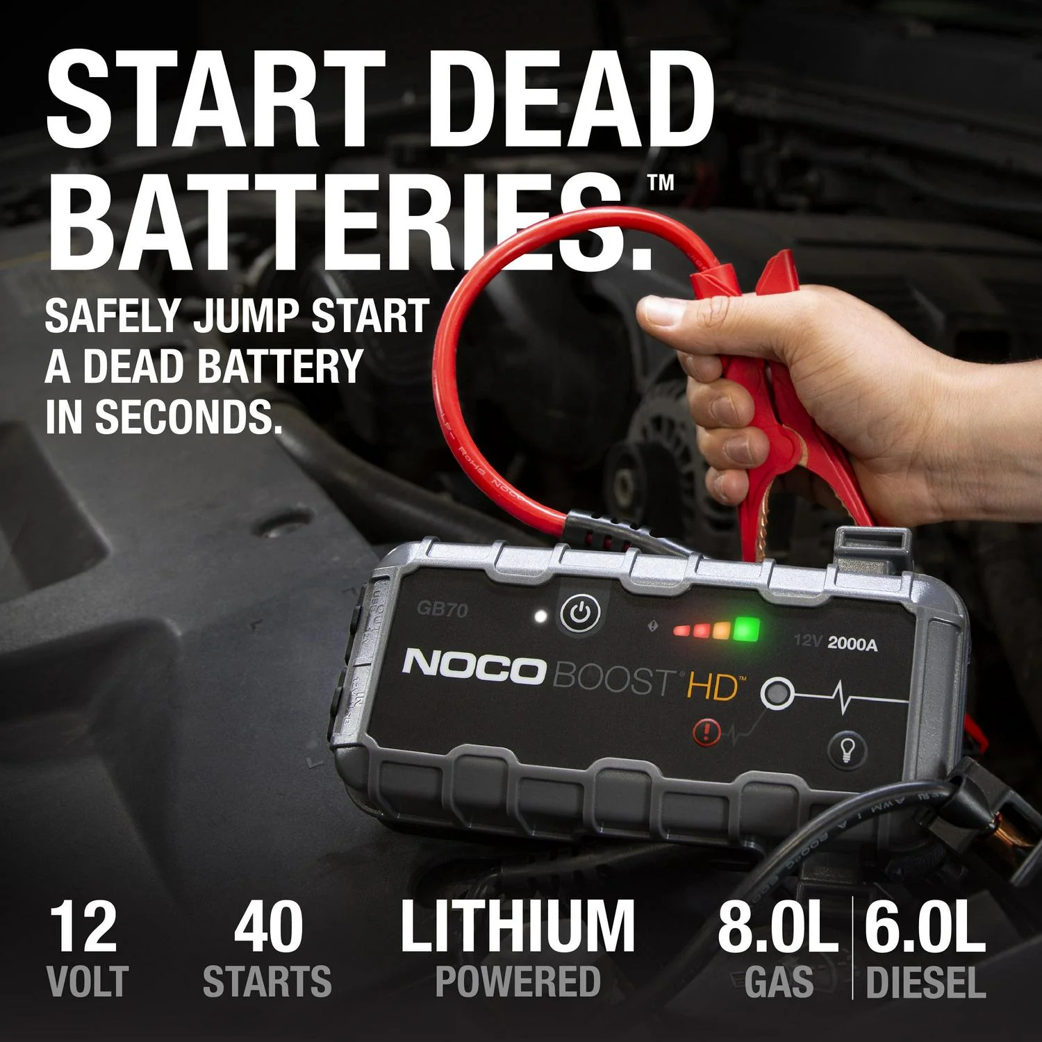 Démarreur de batterie portable au lithium NOCO Boost HD GB70 2000A 12V UltraSafe (2025)