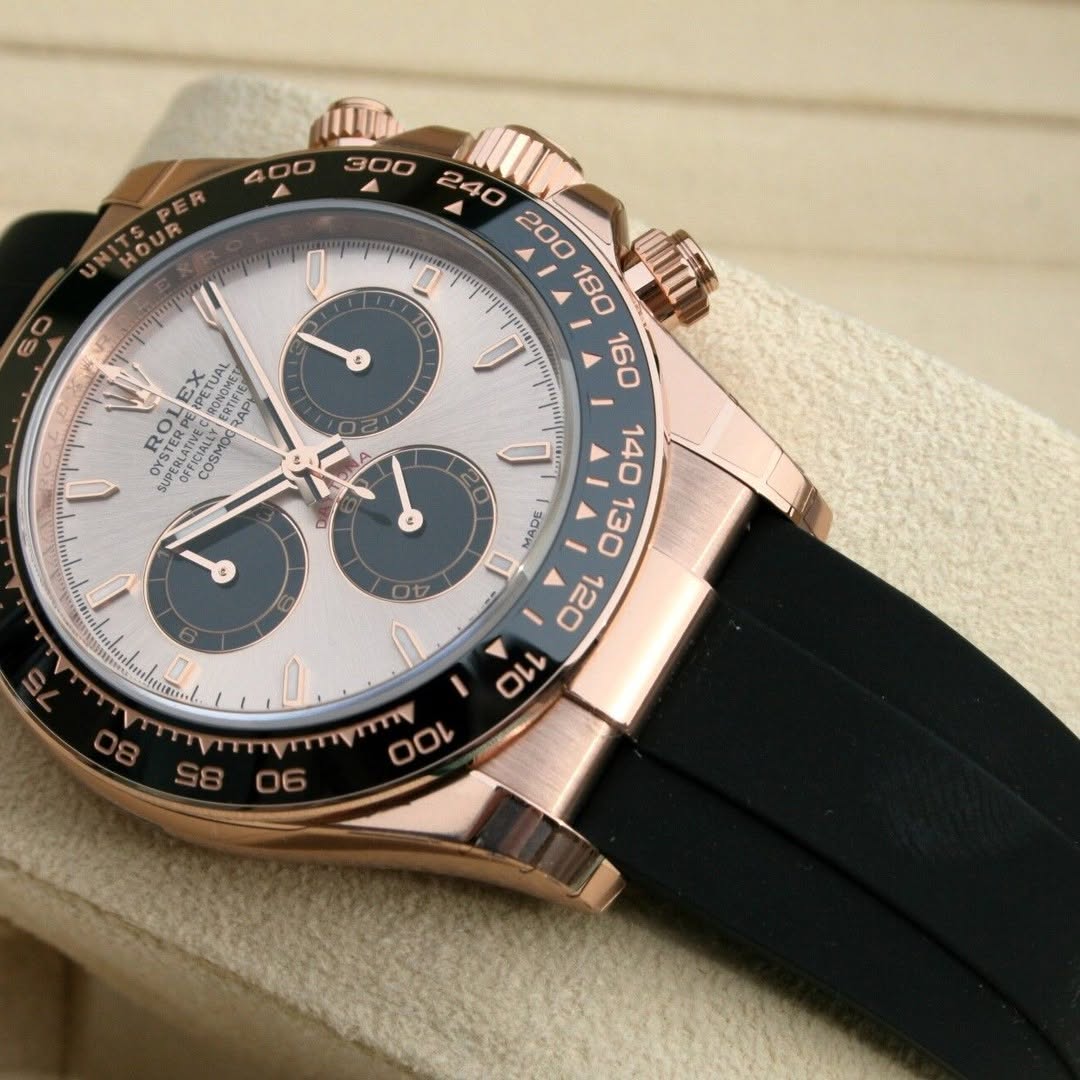 [Super Clone]ROLEX Daytona Rose Gold/Ceramic /Sundust /Oysterfiex  m126515LN-0006