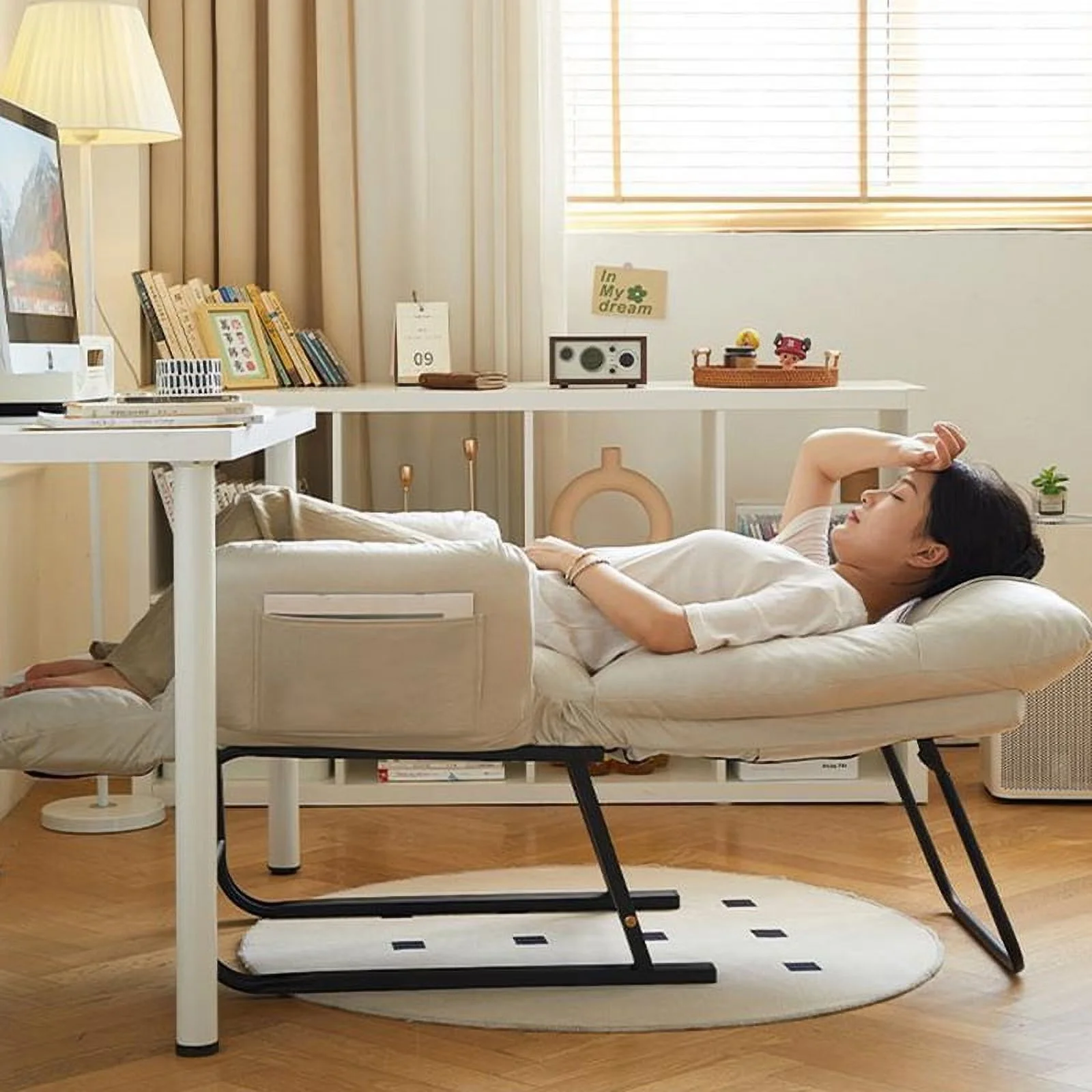 Recliner Armchair with Adjustable Backrest,White(White) - Image 9