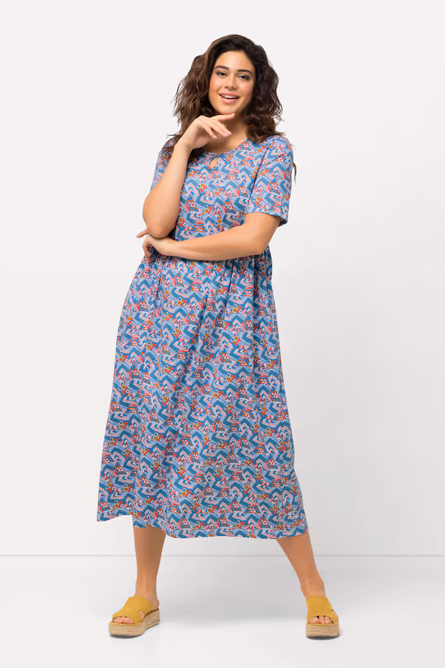 Geometric Print Short Sleeve Dress