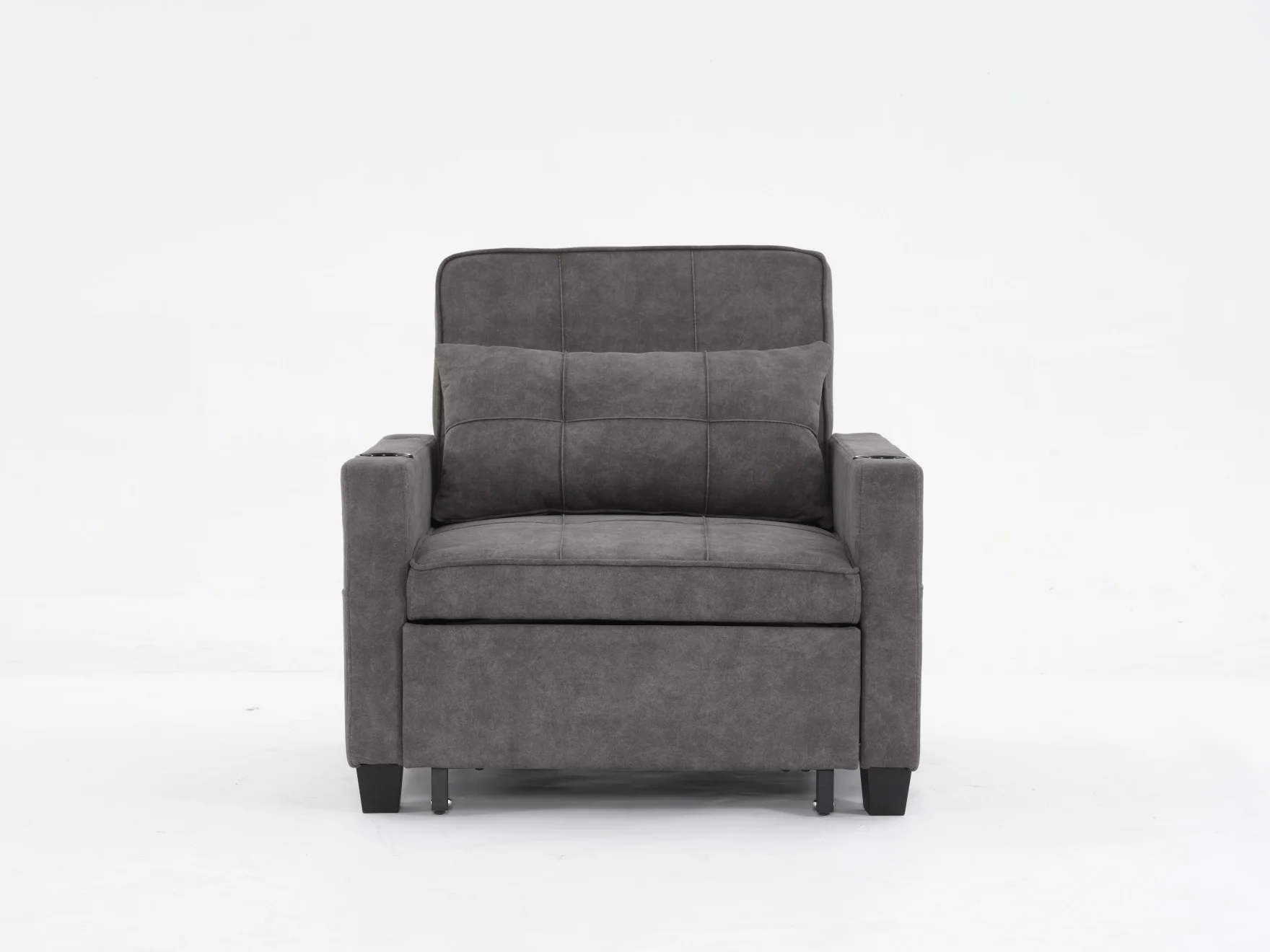 Convertible Futon Sofa Bed, 3 in 1 Multi Functional Sleeper Chair Bed with USB Ports, Adjustable Backrest Recliner,for Living Room Bedroom Small Space, Tech Cloth, Dark Grey(Tech cloth/Dark Grey) Image 4