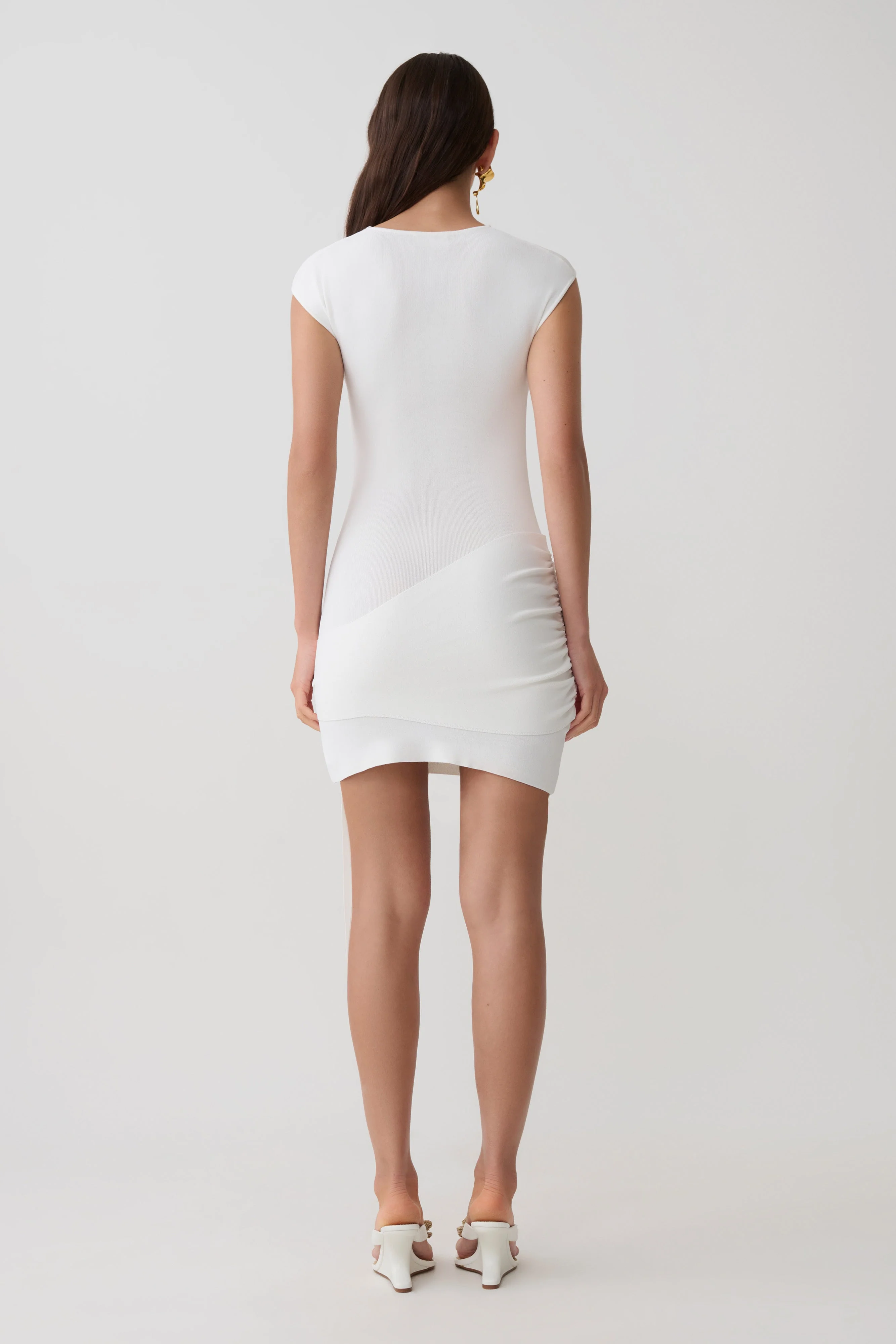 Freida Knit Mini Dress With Sash - Ivory