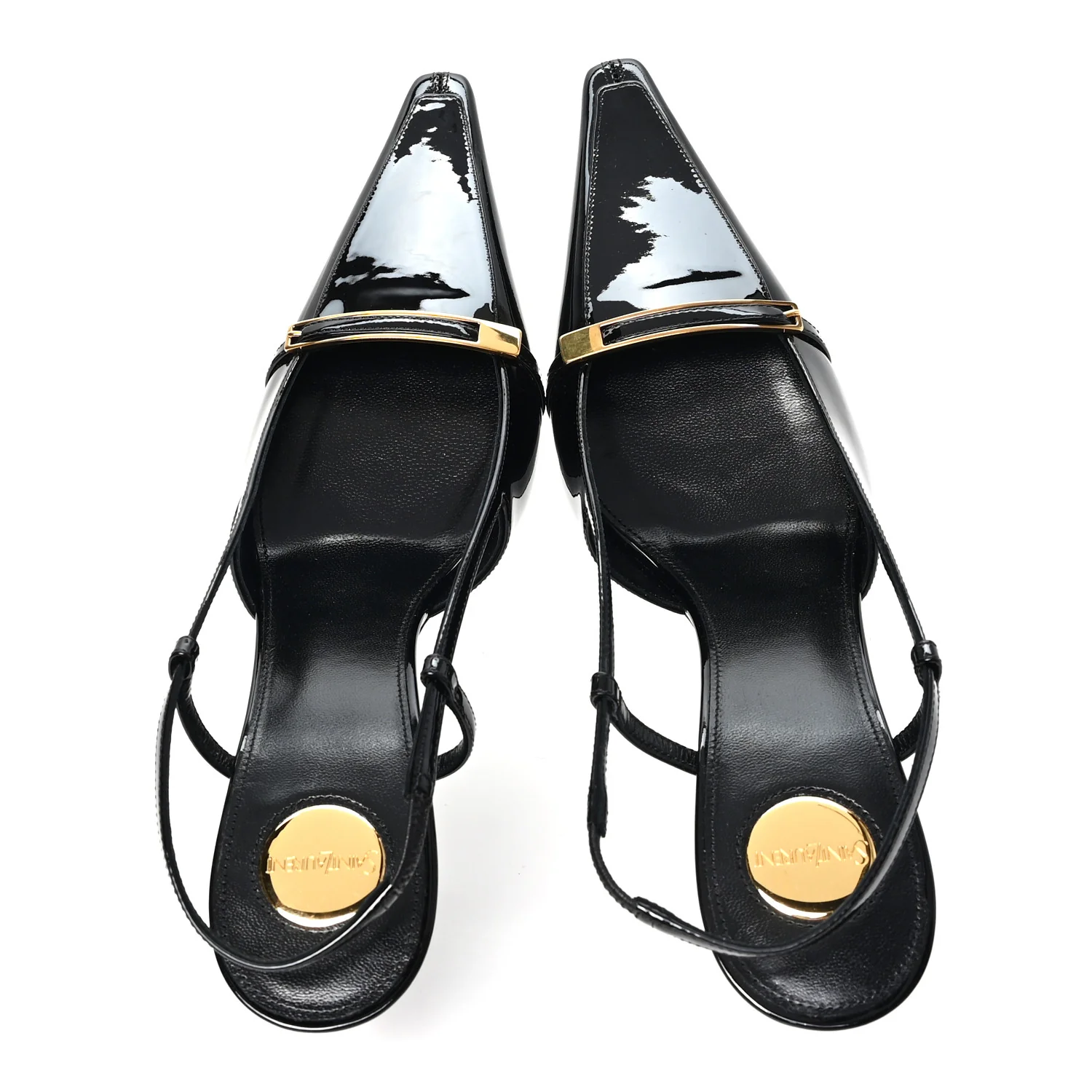 Patent Calfskin Jacqueline 75 Slingback Pumps 38 Black