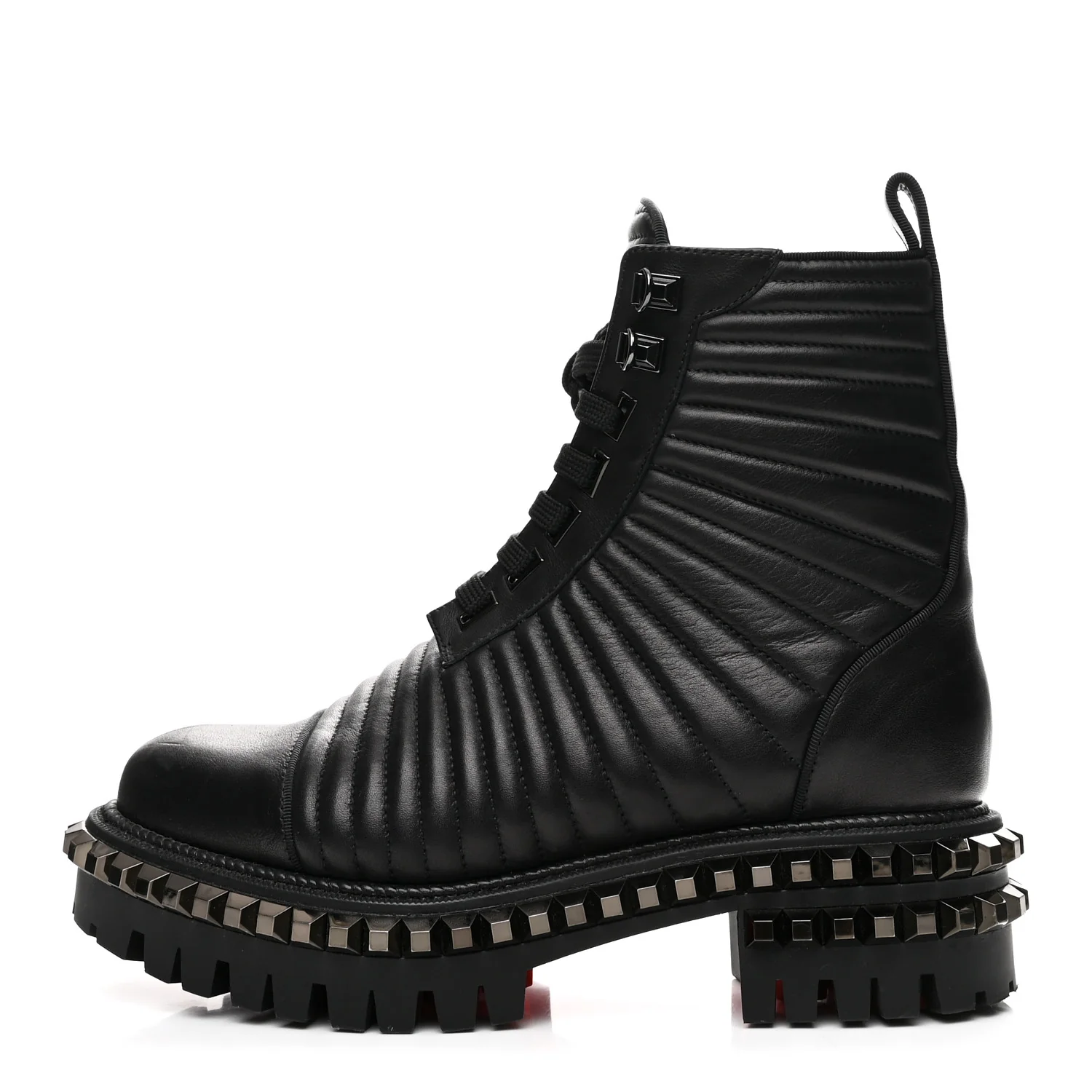 Calfskin Quilted Yetota Combat Boots 37 Black