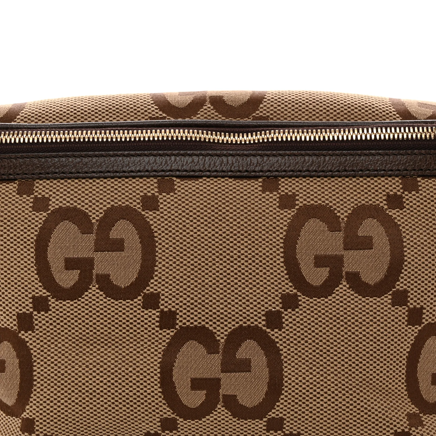 Monogram Jumbo GG Textured Dollar Calfskin Web Belt Bag Camel Ebony New Acero