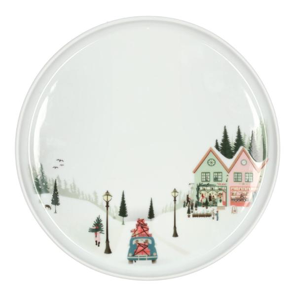 Vinter tallerken flat rett kant 20 cm Ildfast porselen hvit