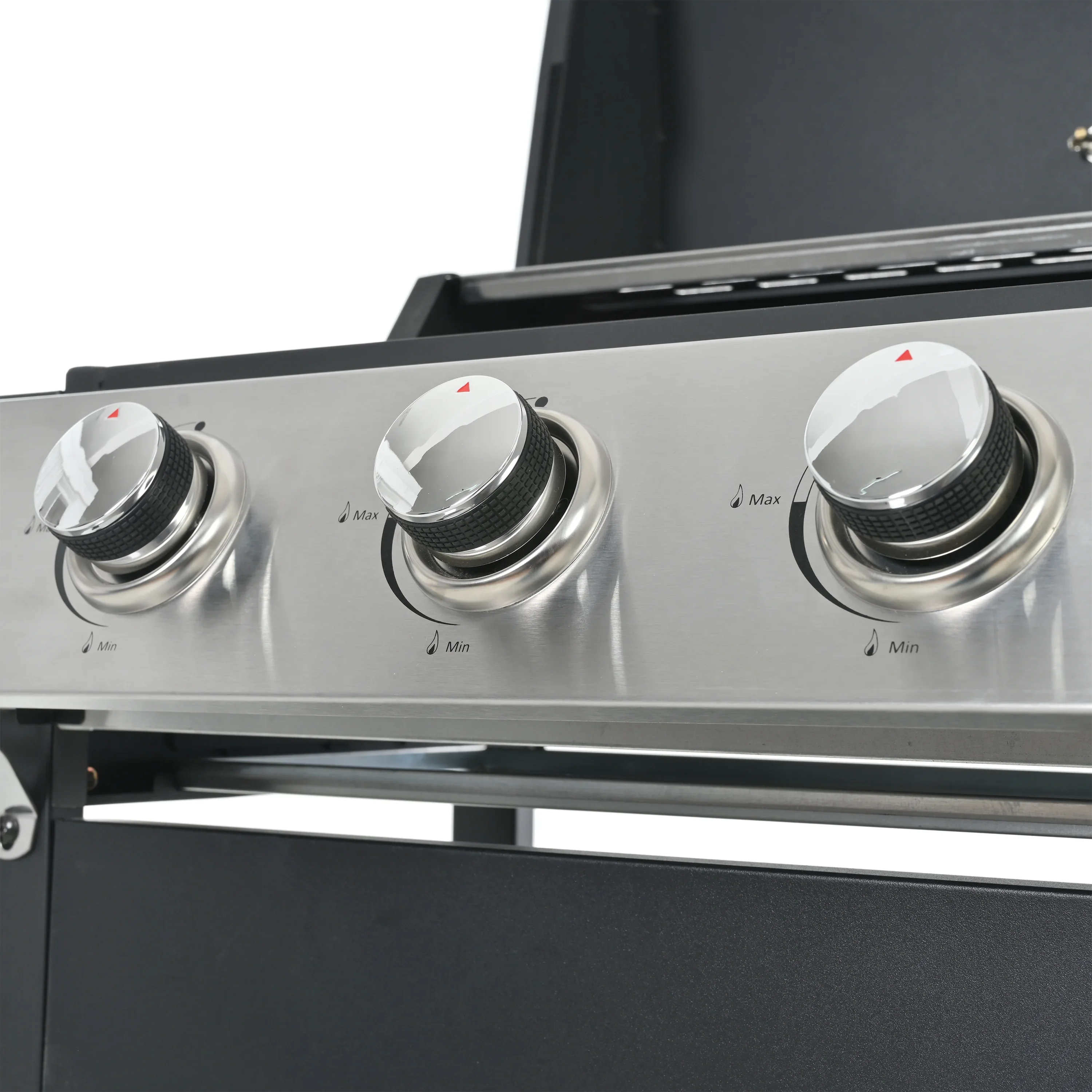 3 Burner BBQ Propane Gas Grill, Stainless Steel 30,000 BTU Patio Garden Barbecue Grill with Two Foldable Shelves