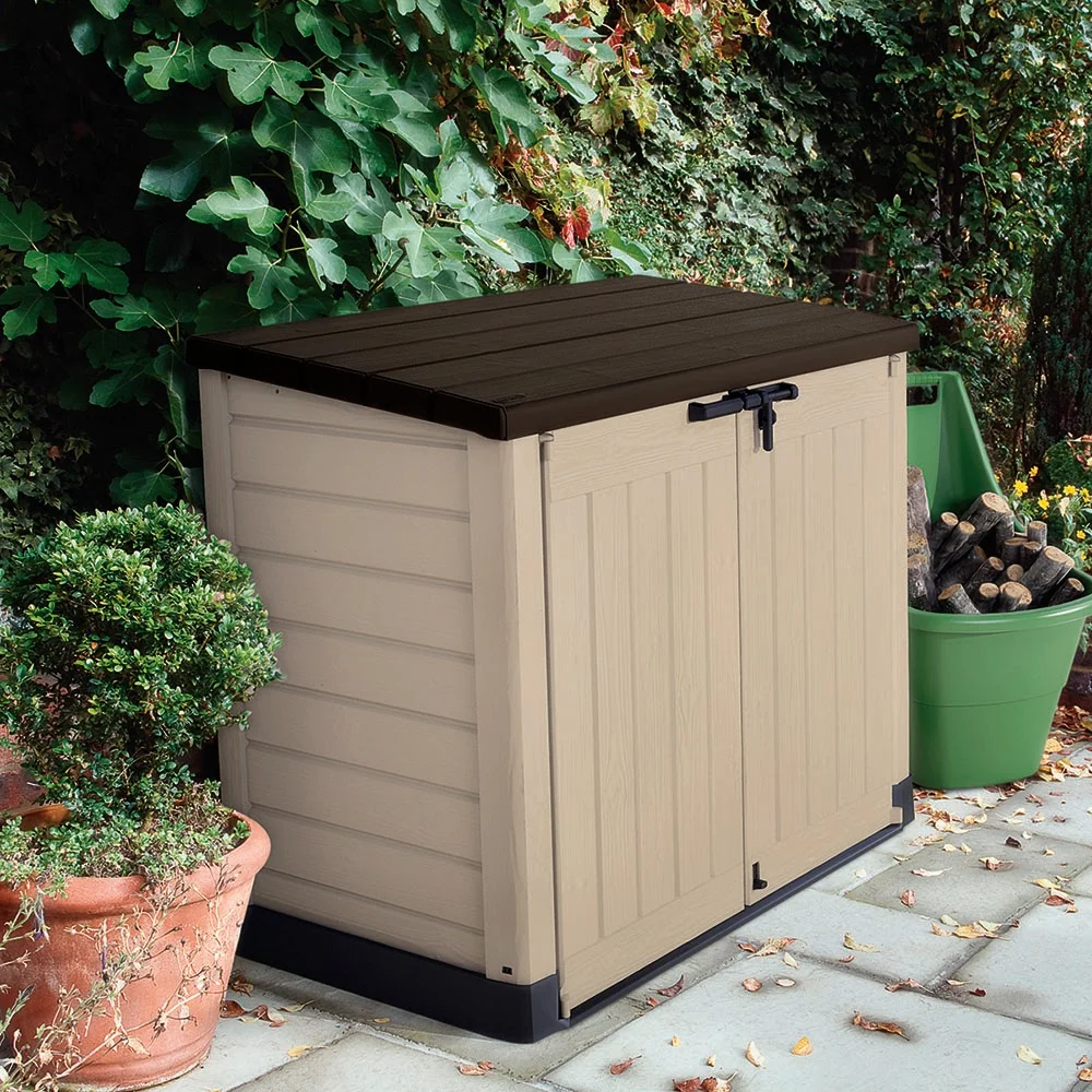 Store It Out MAX Horizontal Durable Resin Outdoor Storage Shed With Heavy Duty Floor and Locking Latch and Double Doors, Beige - Image 9