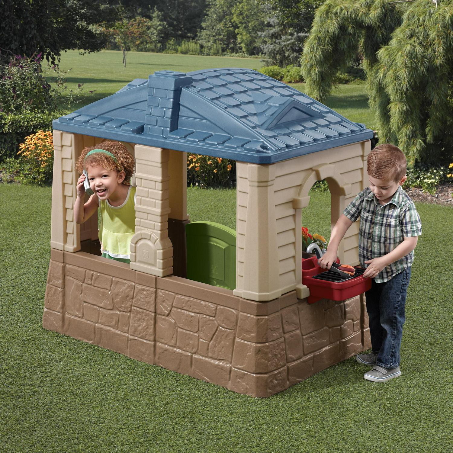 Happy Home Cottage Grill Brown Playhouse Plastic Kids Outdoor Toys Image 8