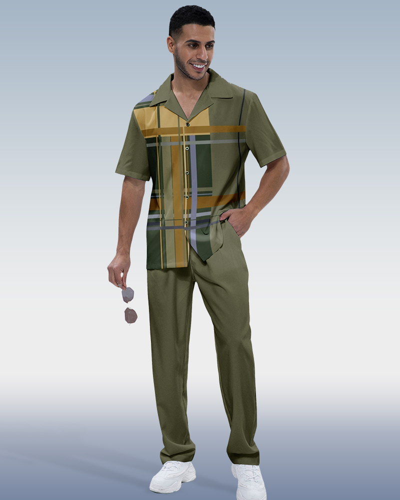 Ensemble de marche Suitmens pour homme, chemise à carreaux à manches courtes, réf. 288