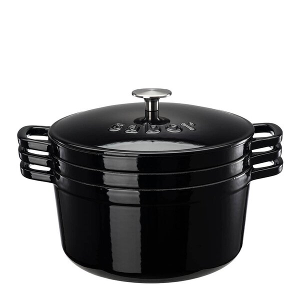 Classic støpejernsgrytesett 3 stk 1,6L + 3L + 4,9L svart