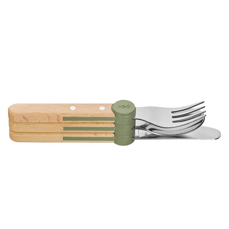 Petit Gourmet barnebestikk 3 deler olivengrønn