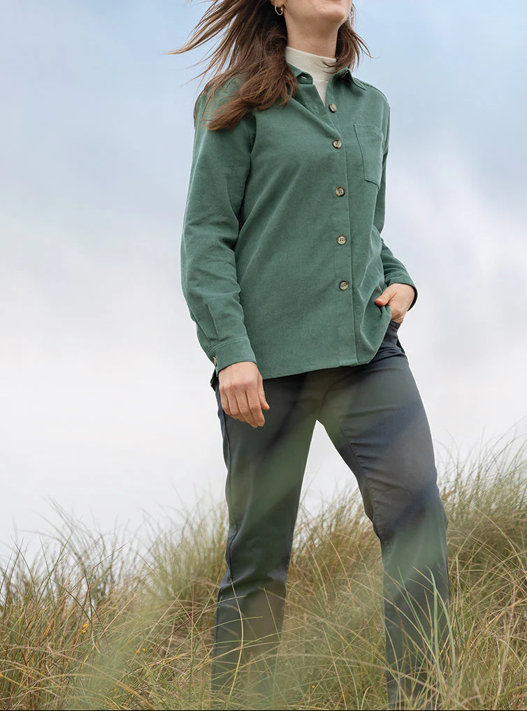Surchemise femme en coton vert mousse