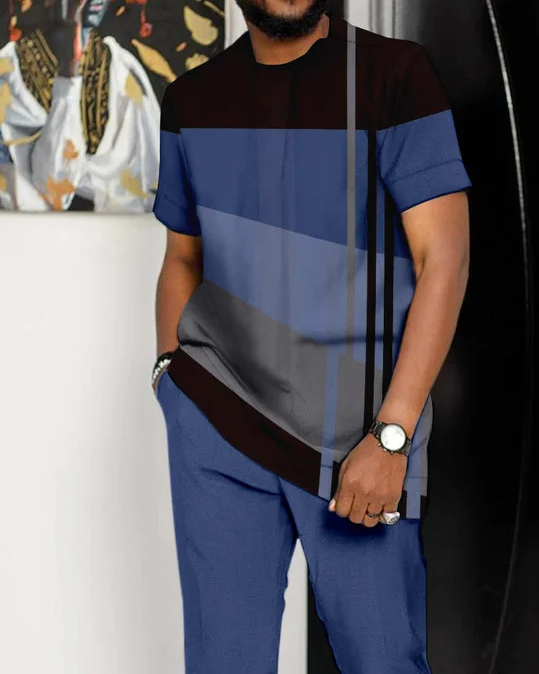 Costume de marche décontracté pour homme, colorblock - 026