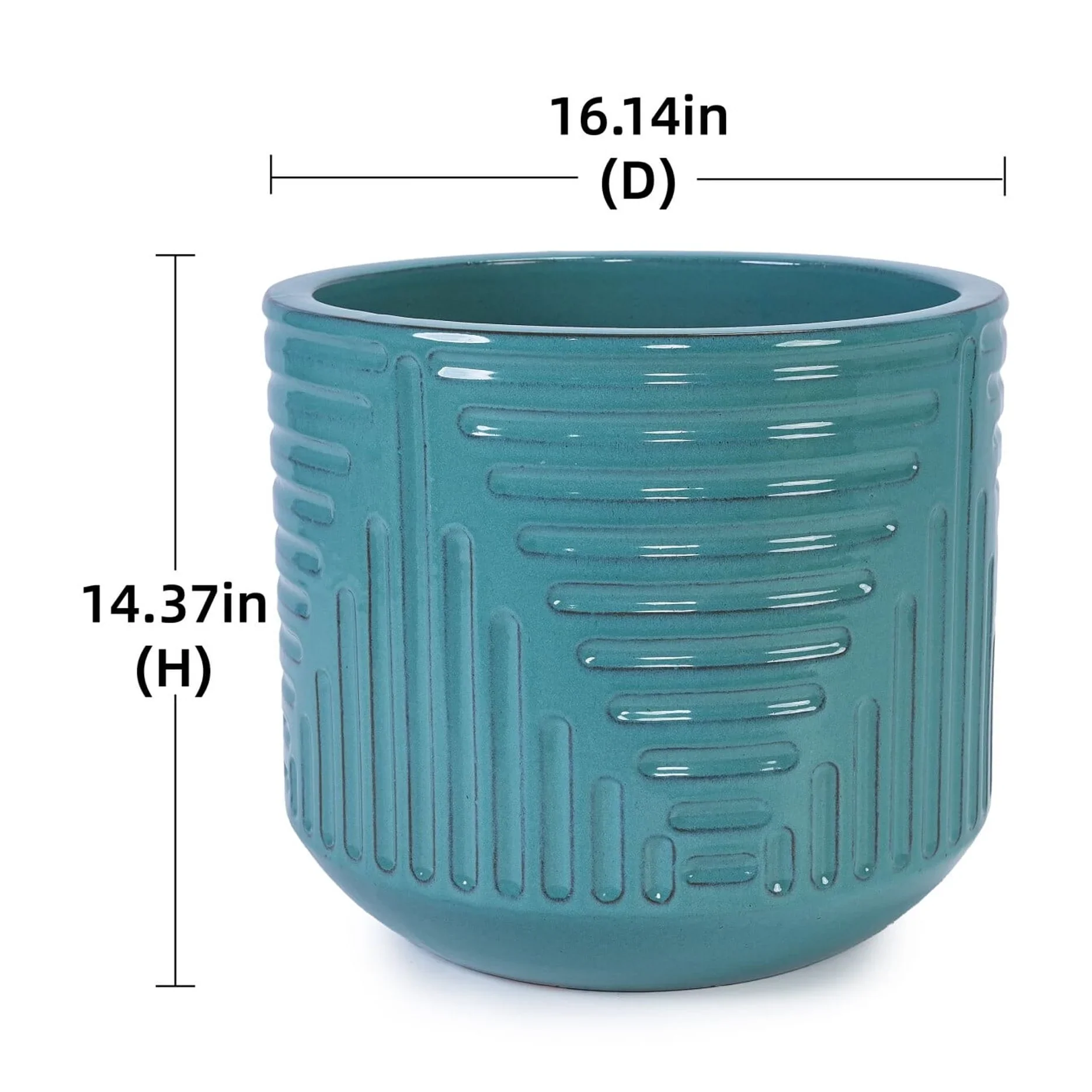 Modern Ceramic Flowerpot with Drainage Hole - Frost/Heat Resistant All-Weather Planter for Patio, Garden & Windowsill - White Glossy Finish, Ready-to-Use