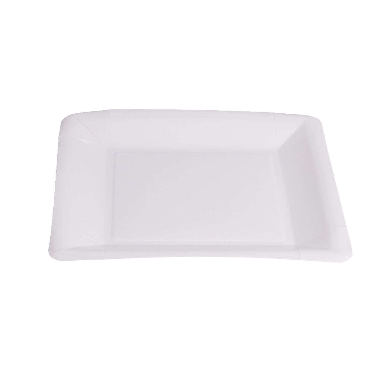 Plateau de présentation carré x4 en carton métallisé blanc 23x23cm