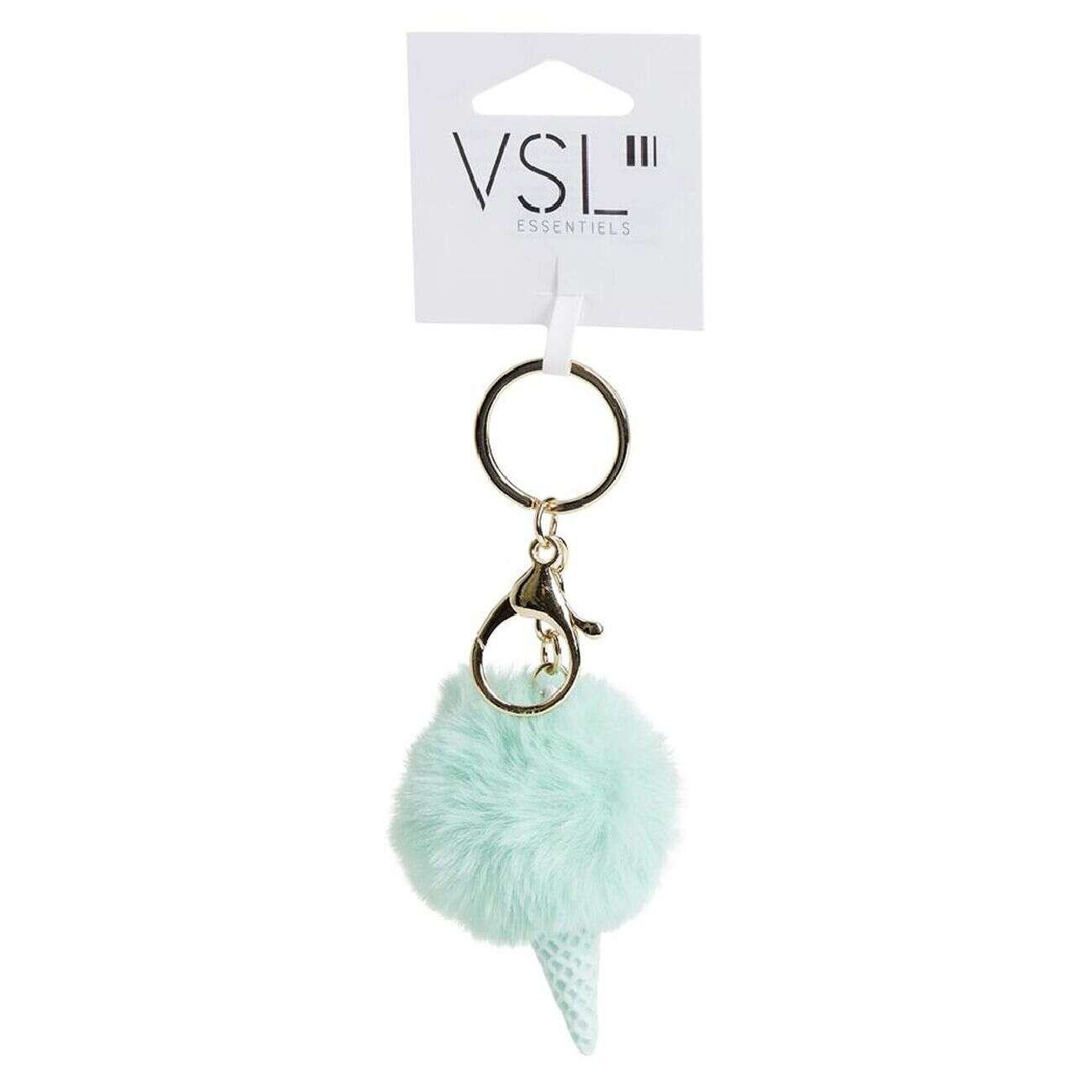 Porte clé cornet de glace et boule pompon - 3 coloris