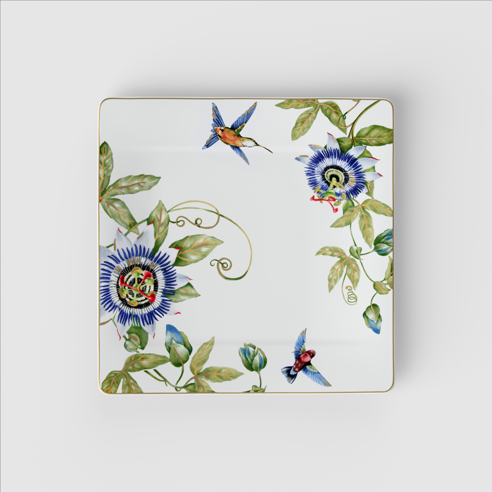Amazonia Serving/ Under Plate - Multi-colored, 13.8'' x 13.8'', Premium Bone Porcelain