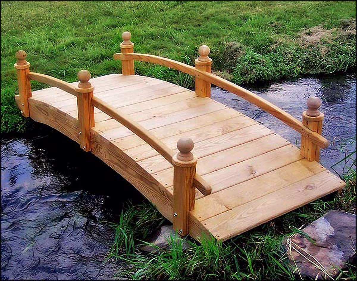 10' Treated Pine Amelia Single Rail Garden Bridge