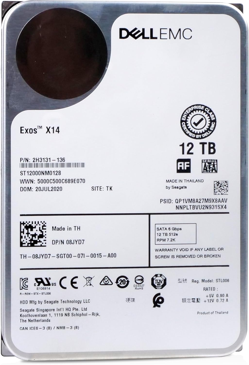 Dell/Seagate Exos X14 12TB ST12000NM0128 7.2K RPM SATA 6Gb/s 512e 3.5