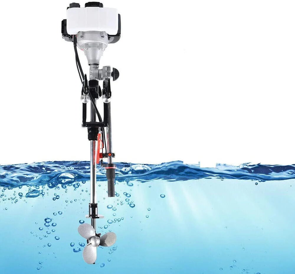 Oukaning 52CC 2.3HP 2stroke Outboard Motor Boat Engine W/ Air Cooling System 8500r/Min for Inflatable Boats, Rubber Boats, Fishing Boats