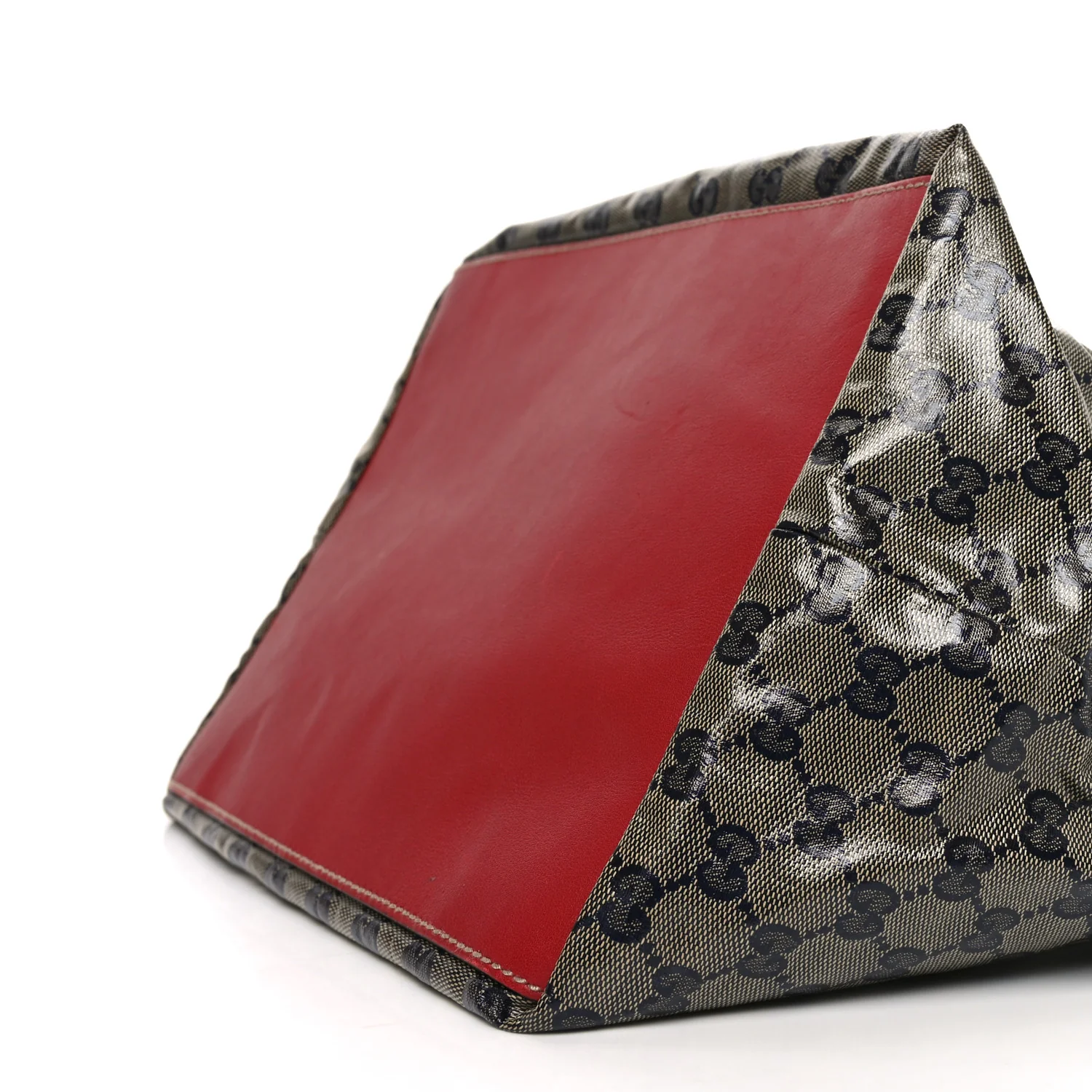 Crystal Monogram Large Web Handle Bucket Tote Red