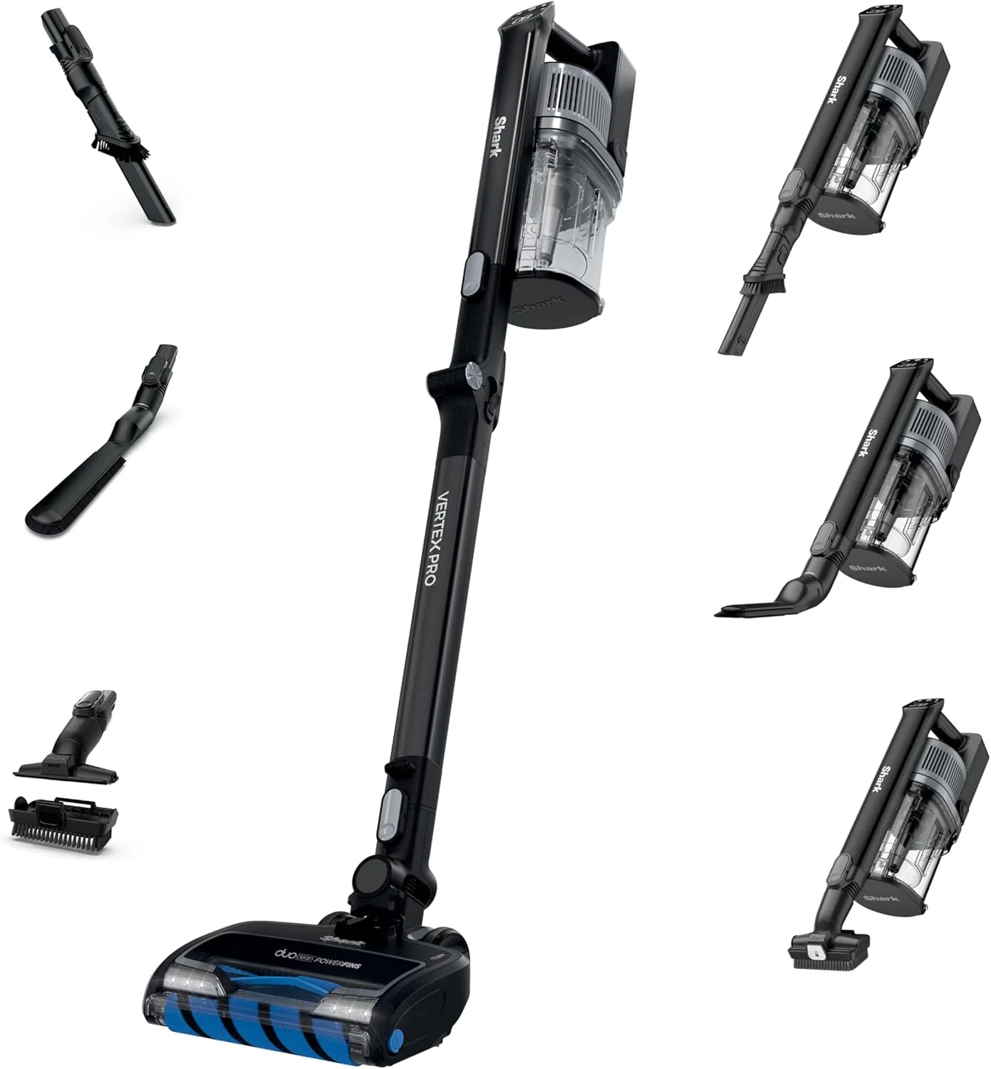 Aspirateur sans fil Shark avec filtre HEPA, léger, portable, rechargeable, puissant pour l'aspiration des poils d'animaux, embout amovible, suceur plat, brosse à poussière, autonomie de 50 minutes, bleu, IZ363HT