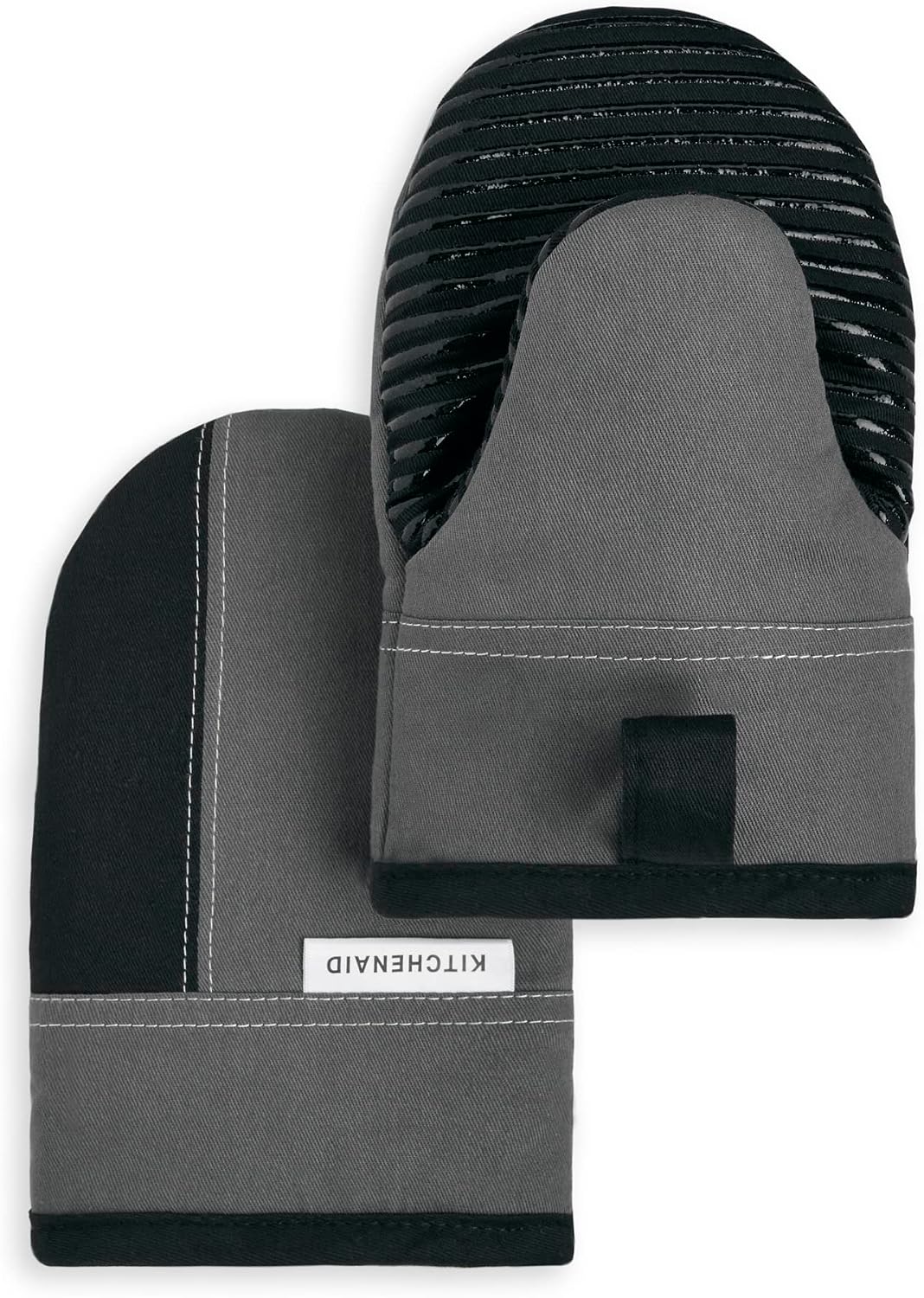 KitchenAid Beacon Two-Tone Non-Slip Mini Oven Mitt Set, Pistachio/Graphite Green, 5.5