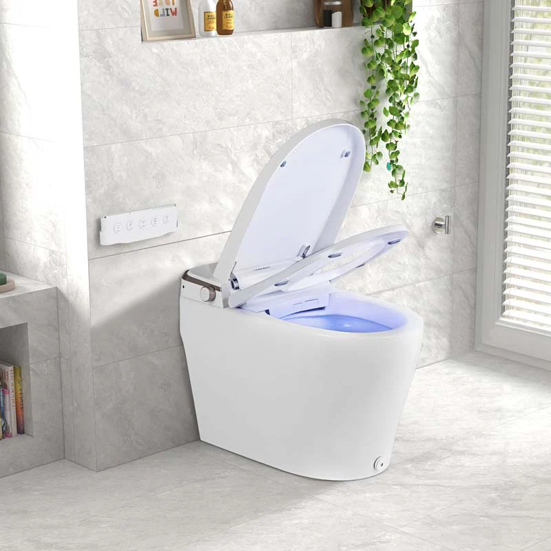Elongated Smart Toilet with Built-in Bidet, Heated Seat, Auto Open/Close, Foot Sensor, Dryer, Night Light & 1.09 GPF Automatic/Blackout Flush