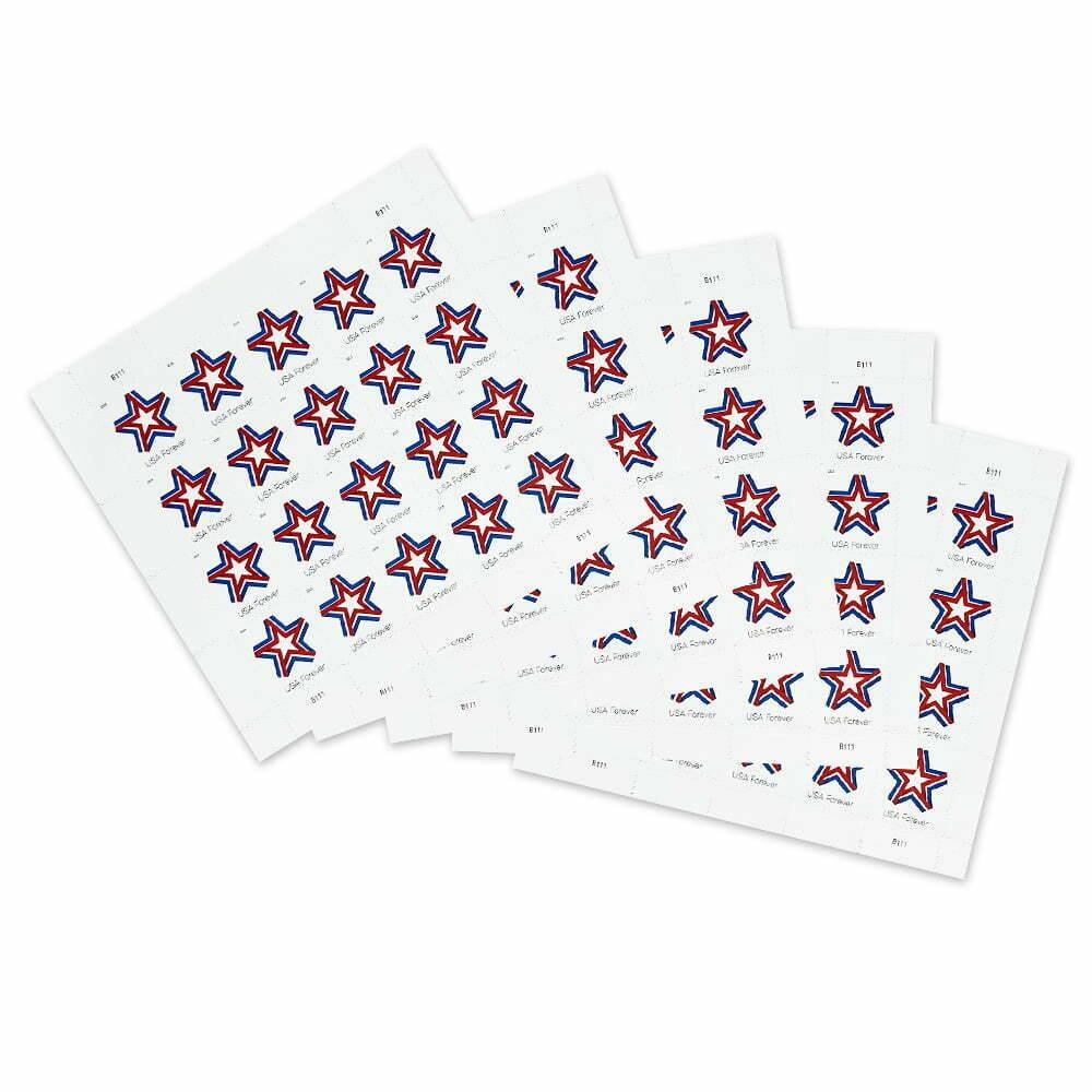 2019 Patriotic Star Forever Stamp - USA Red White Blue Design Sheet