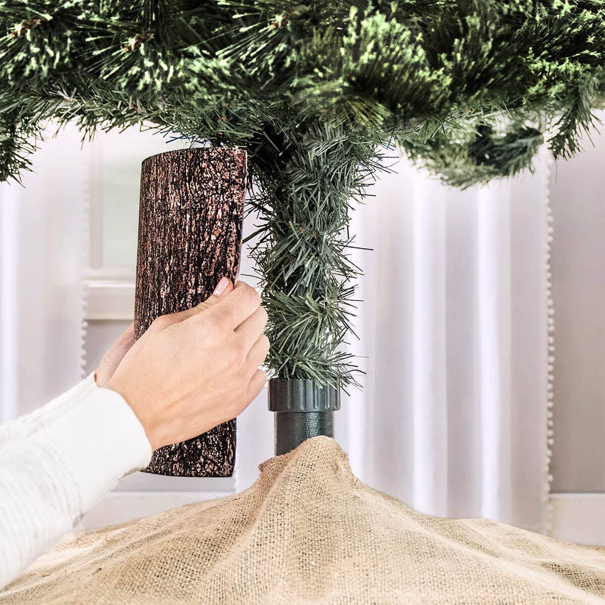 The Christmas Tree Hugger - Artificial Christmas Tree Collar for Base Skirt, Accessory Cover in Wood and Candy