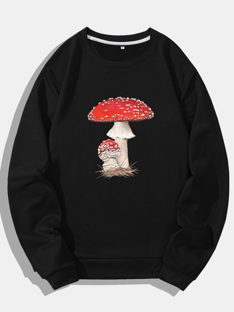 Sweat-shirts à col rond imprimé champignons