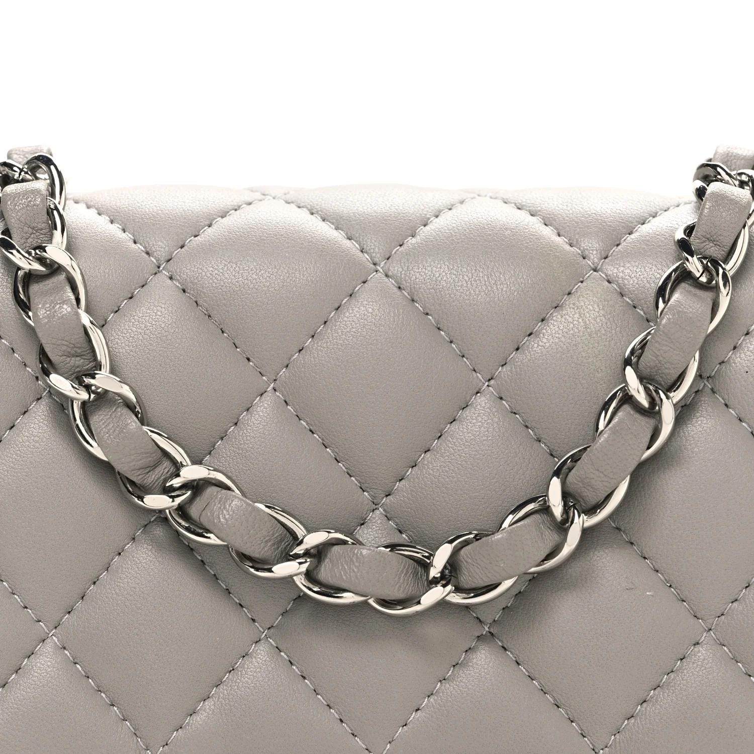 Lambskin Quilted Mini Square Flap Grey