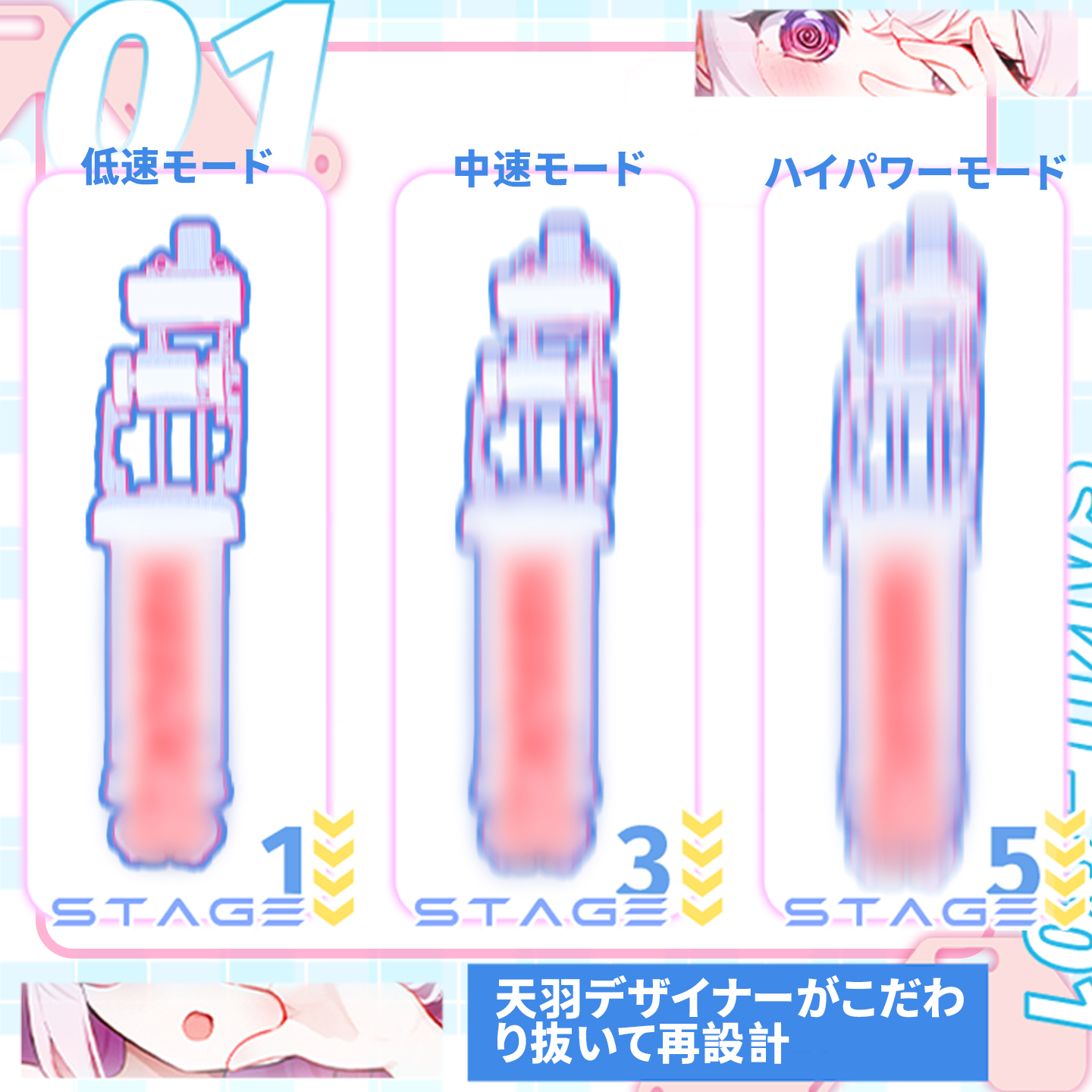 Dr.YUU 桜乃ちゃんの低速・中速・ハイパワー3モード動作説明画像
