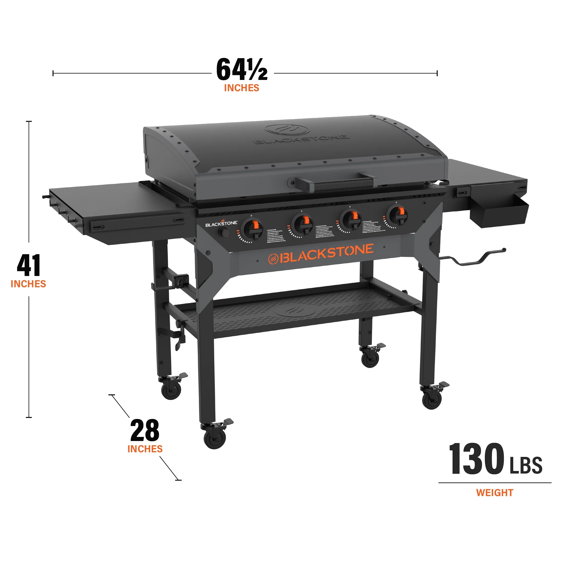 Iron Forged 4 Burner Liquid Propane Outdoor Griddle with Hood Black - Image 5
