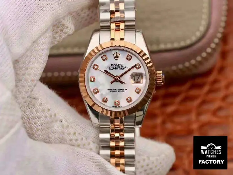 Rolex Lady Datejust Rose Gold 28MM White Enamel Dial