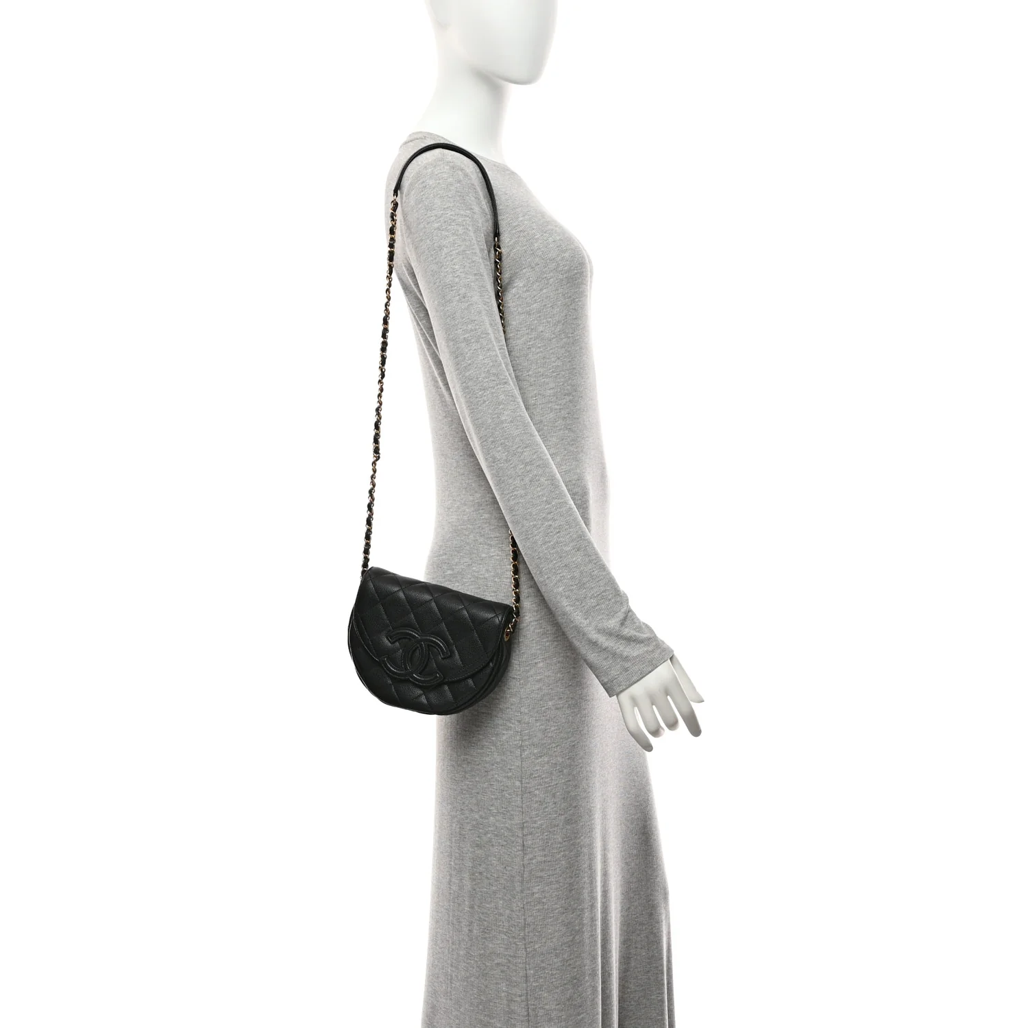Caviar Quilted Mini Messenger Flap Black