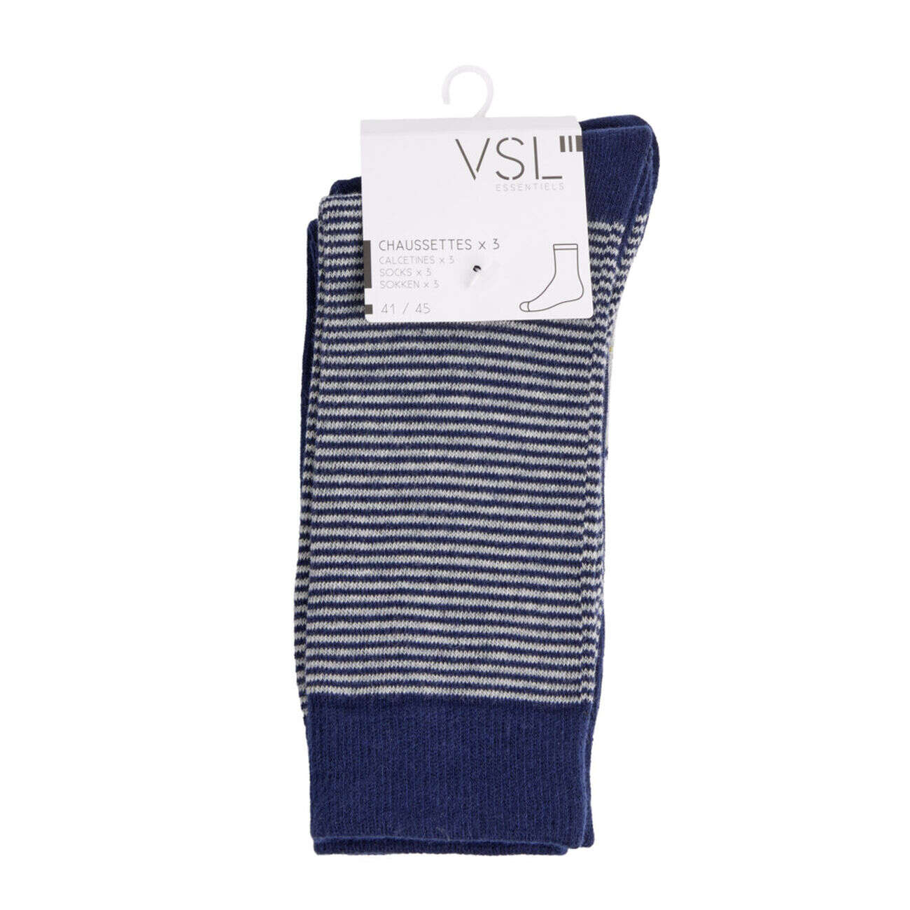 Chaussettes homme tige longue polycoton 3 paires 41/45