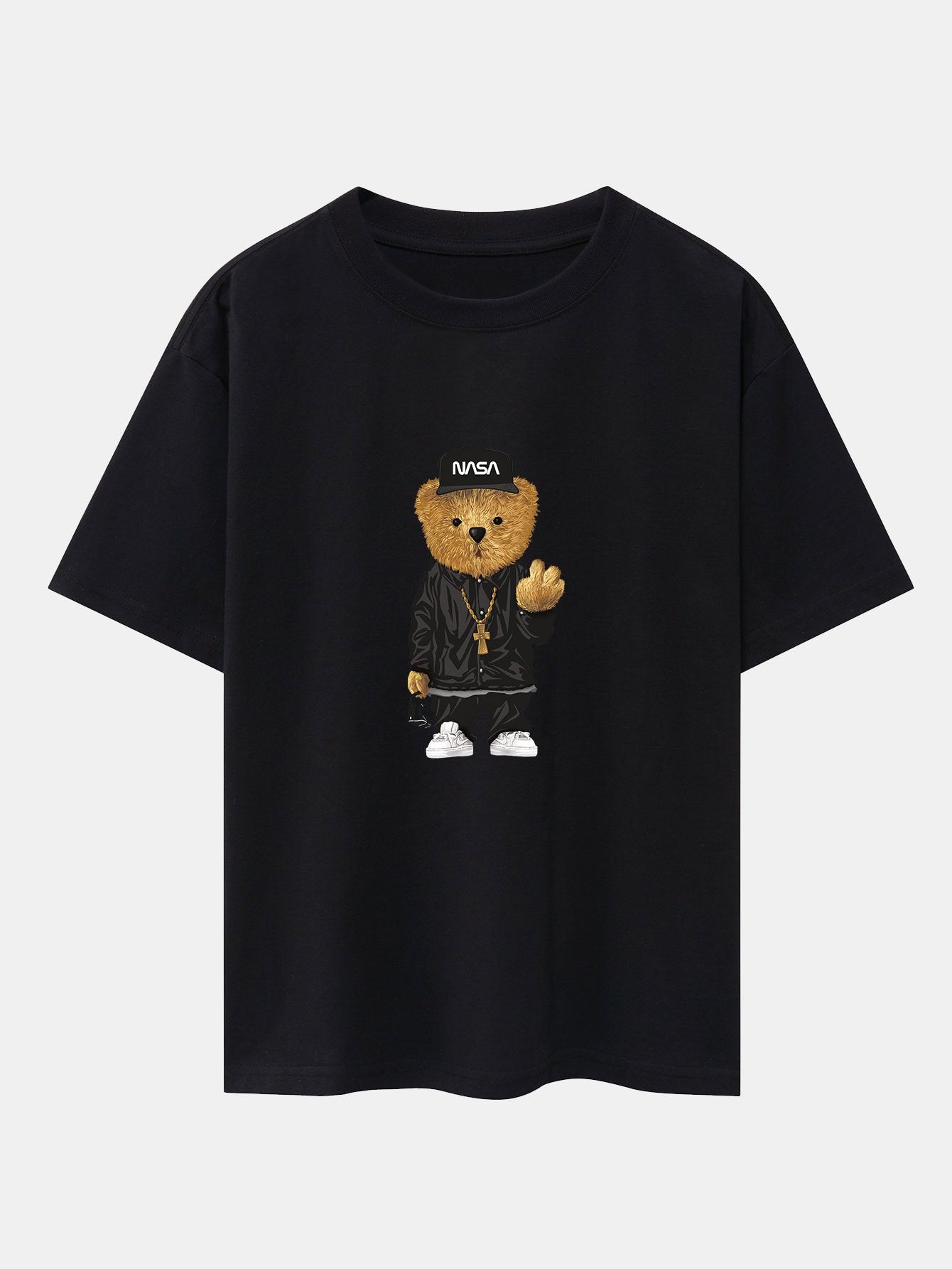 T-shirt oversize épais à imprimé ours hip-hop