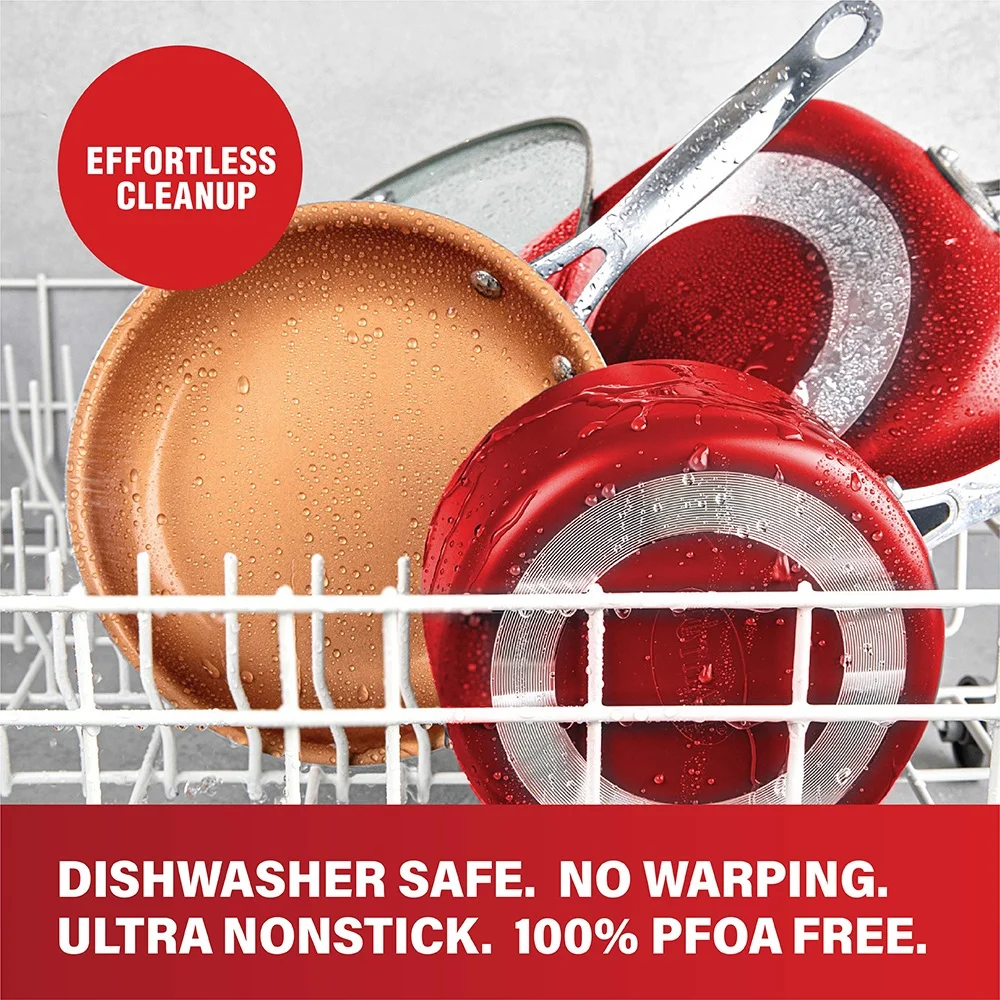 32 Pcs Pots and Pans Set Non Stick, Cookware Set with Bakeware and Premium Food Storage Set Nonstick Pots and Pans Set, Red(Red) - Image 4