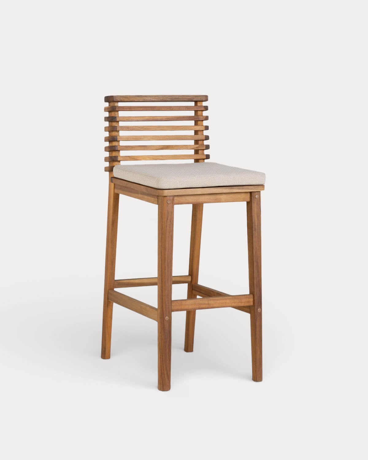 Hazan - Taburete Alto de Exterior de Madera de Acacia y Tela (75 cm) Hazan