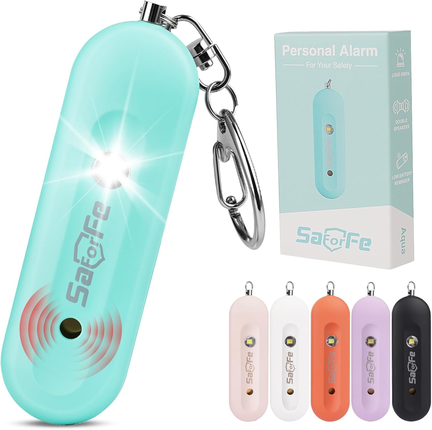 Personal Safety Alarm - Waterproof Rechargeable Security Alarm - 140dB Extra Loud Siren & Strobe Light - Self Defense Keychain - Gift for Women, Teenagers, College Girls, Seniors (Black)