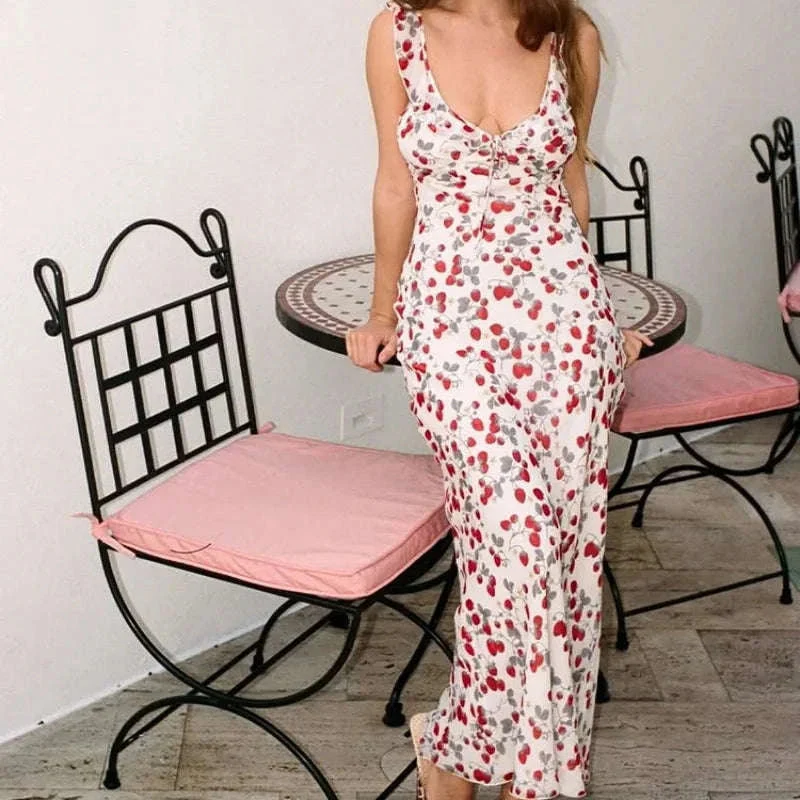Robe Maxi Dos Nu Plongeant Fleurie Mode Été