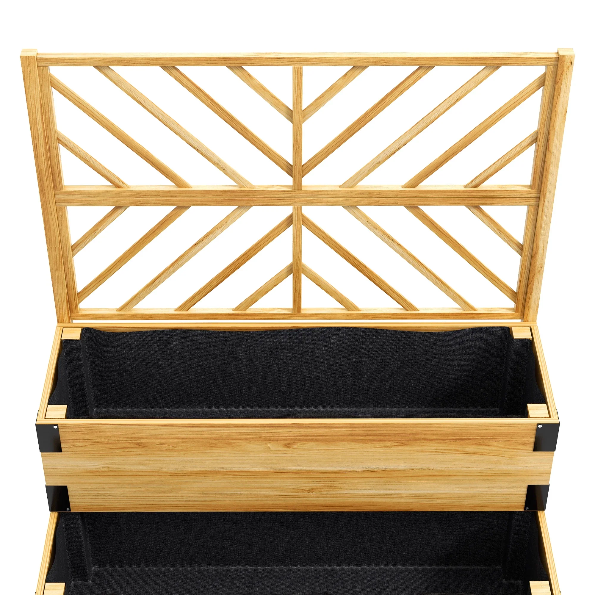 2 Tier Trellis Planter, Wooden Raised Garden Bed - Gray/Natural Wood